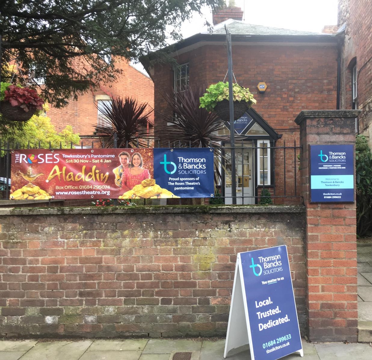 Celebrating four decades of supporting the Roses Theatre - Tewkesbury Office with Aladdin Banner 2447221 1